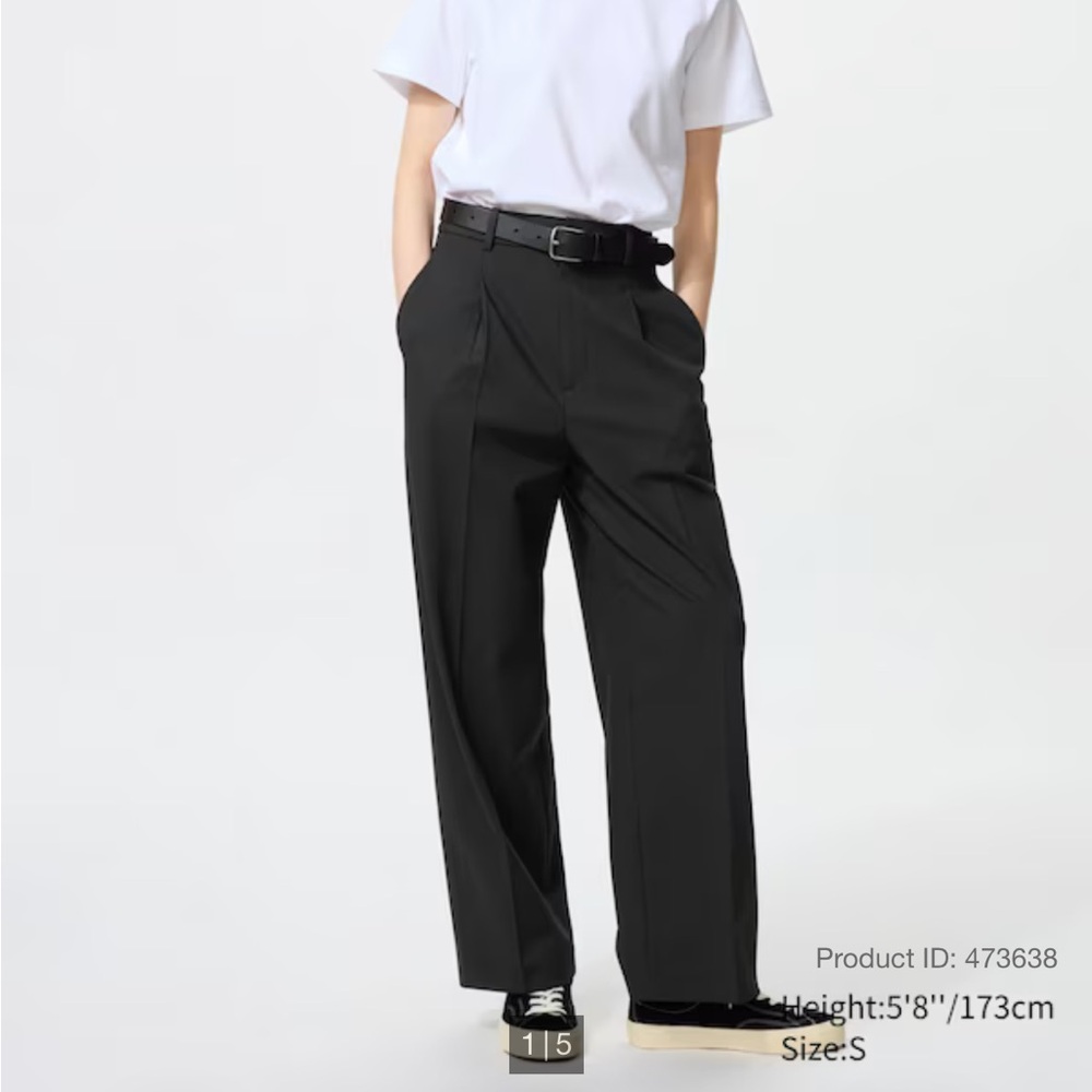 Uniqlo Pleated Wide Pants | Black | XL